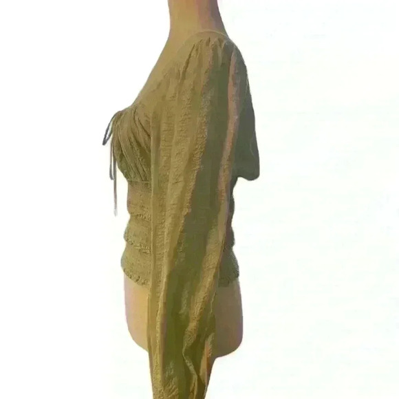 FREE PEOPLE Smocked Cinched Waist Sea Foam Green Size Small​ - Picture 3 of 9